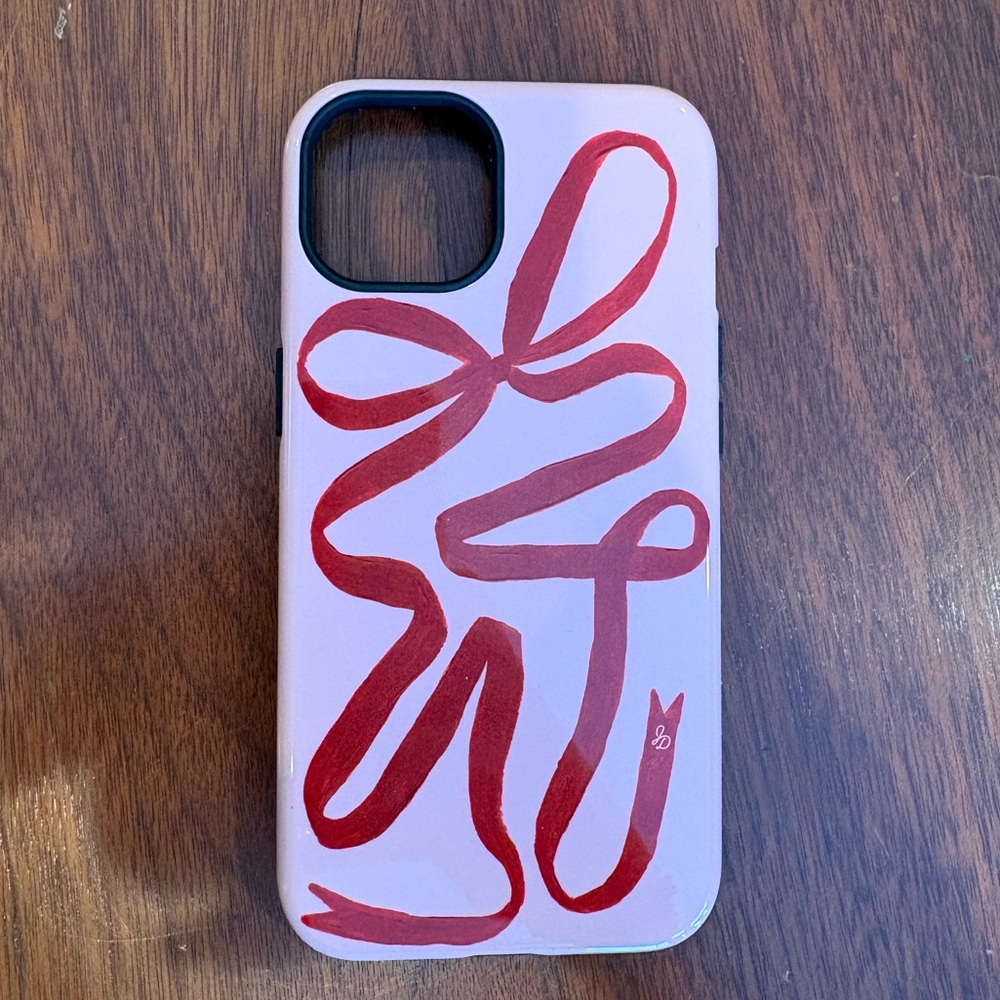 The Dairy iPhone 13 Armoured Phone Case - Pink With Pink Bow Ribbon